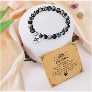 Beaded Stone Dog Mom Bracelet